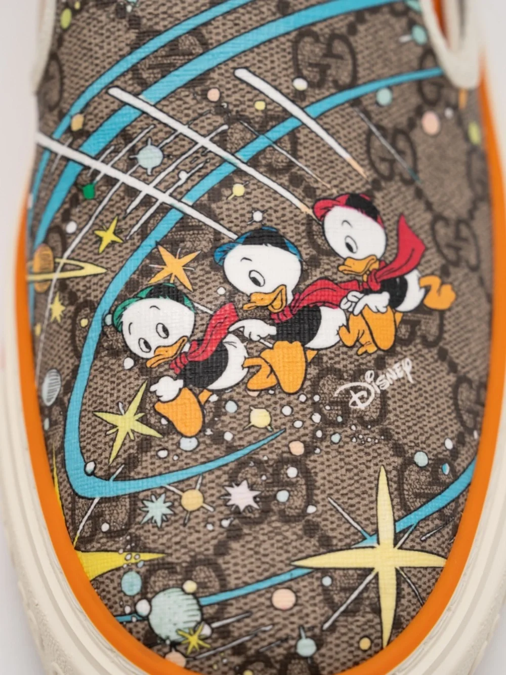 Gucci Disney Men's Slip On Donald Duck Space Print Leather Sneakers 7G 7.5 US